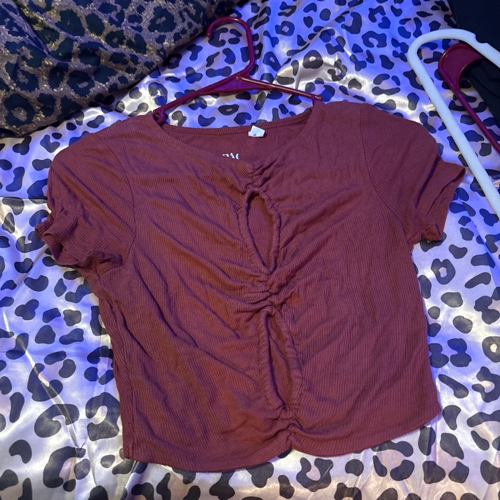 Women's Burgundy Ruched Top